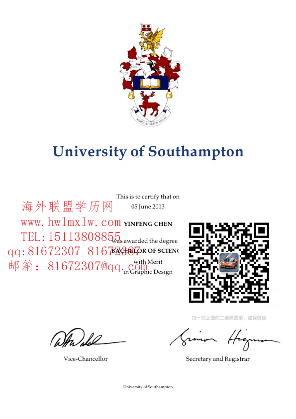 英国南安普顿大学学历范本|办理英国南安普顿大学学历学位