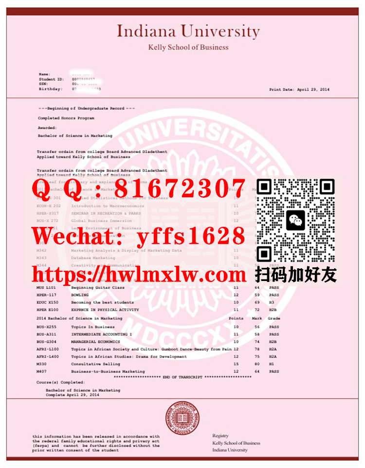 美国印第安大学成绩单范本|制作印第安纳大学成绩单|代办印第安纳大学文凭|印第安纳大学学历文凭|印第安纳大学学位证书|Indiana University transcript