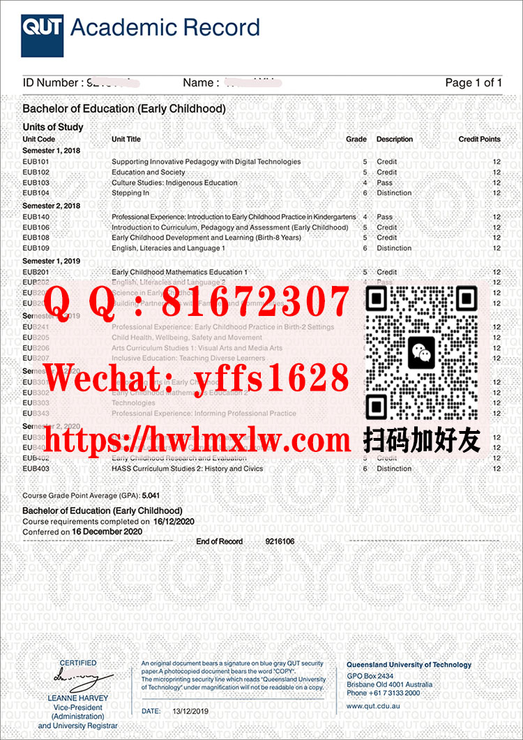 澳大利亚昆士兰理工大学成绩单样本|仿制昆士兰理工大学成绩单|代办昆士兰科技大学硕士学位毕业证书|办理昆士兰理工大学学士学历证书|制作昆士兰理工大学学历文凭|Queensland University of Technology transcript