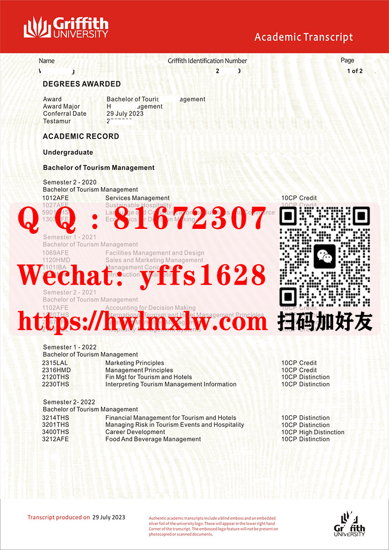 澳大利亚格里菲斯大学成绩单范本|代办格里菲斯大学成绩单|仿制格里菲斯大学学士学位学历证书|购买格里菲斯大学硕士学位学历文凭|Griffith University transcript